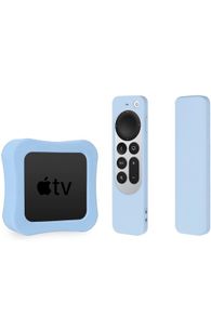 Apple TV 4K  case 2021 model TV 4K & Silicone Case for Siri Remote 2 Pack Protective Cover (Blue)