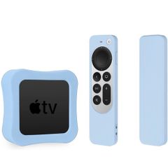 Apple TV 4K  case 2021 model TV 4K & Silicone Case for Siri Remote 2 Pack Protective Cover (Blue)