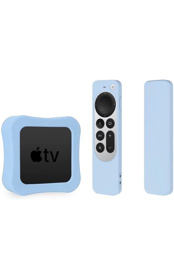 Apple TV 4K  case 2021 model TV 4K & Silicone Case for Siri Remote 2 Pack Protective Cover (Blue)