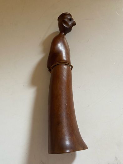 Mid-century Italian Modernist Carved Wood Figurine Of A Monk