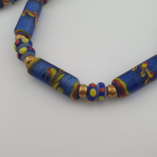 Vintage Venetian Style Floral Glass Beads Necklace