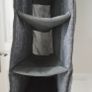 Grey fabric hanging closet organizer with 6 open shelves and side mesh pockets Image 4