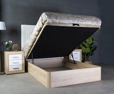 Oak Ottoman Storage Bed Stylish Space, King size