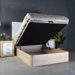 Oak Ottoman Storage Bed Stylish Space, King size