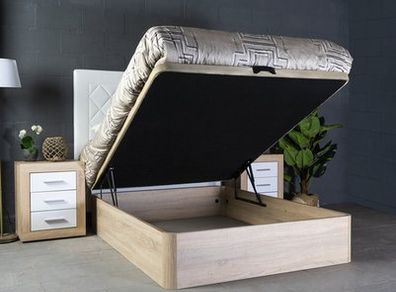 Oak Ottoman Storage Bed Stylish Space, King size
