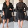 Black Sheer Beach Cover-Up with Gold Sequin Detail Size 16 Image 3