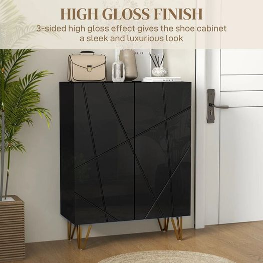 Narrow Shoe Storage Cabinet with Soft-Close Hinges and Adjustable Shelves for 15-20 Pairs of Shoes