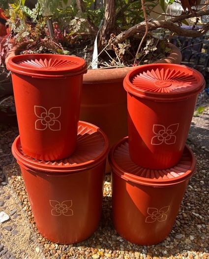 70s Tubberware Harvest Sunburst Orange nesting containers