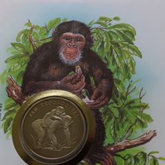 Chimpanzee Sierra Leone 1983 WWF coin stamp cover Pan Troglodytes
