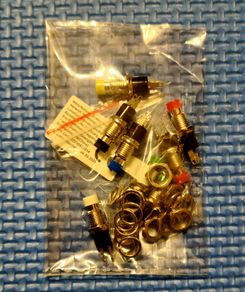 8 pcs 7mm Threaded 2-Pin Momentary Push Button Switch, Multiple Random Colors, new, unopened.
