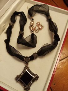 Sterling silver Black onyx pendant necklace
