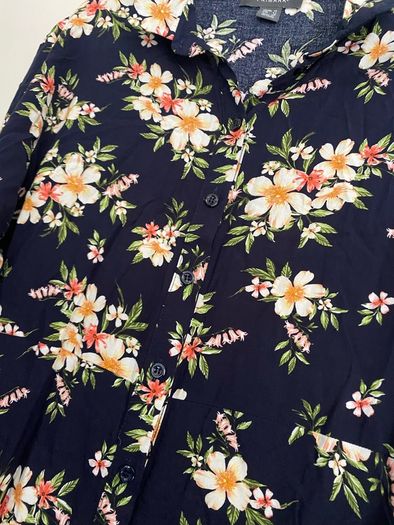 Navy Floral Shirt Dress UK 12