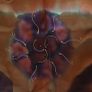 Hand painted, 100% silk scarf featuring a hand-rolled hem and custom metallic gutta detailing. Image 4