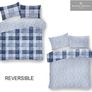 MULTIPLE SIZES AVAILABLE Checkered Duvet Cover, Warm & Cosy Checked Bedding Sets King Size With Pillow Cases, Blue Image 5