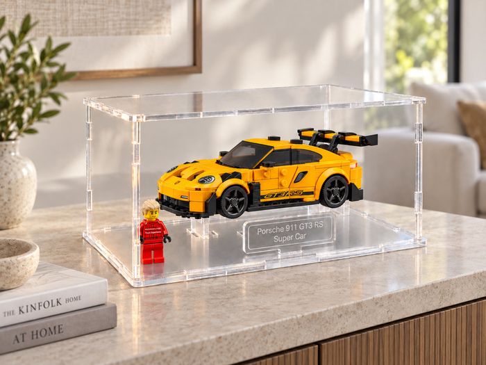 Stackable Acrylic Display Case for LEGO Speed Champions Cars | Flat-Pack Dust Cover with Display Stand