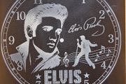 Elvis Engraved Black Mirror Clock