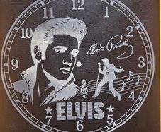 Elvis Engraved Black Mirror Clock