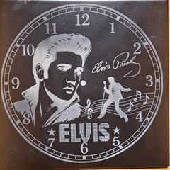 Elvis Engraved Black Mirror Clock