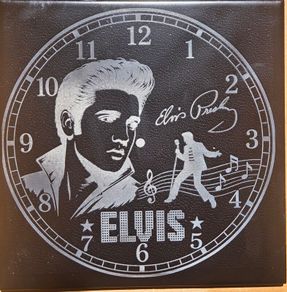 Elvis Engraved Black Mirror Clock