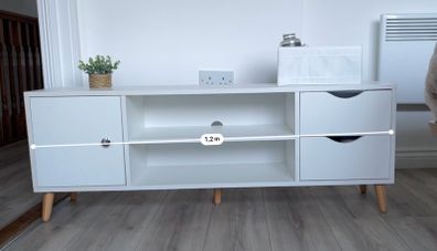 white tv rack