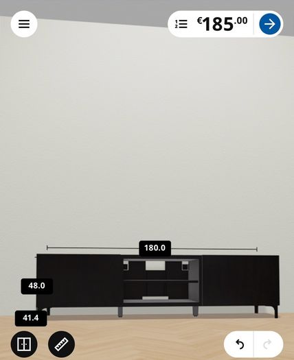 IKEA BESTA TV Bench with Doors - Black Brown 180cm