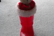 Vintage Red Santa Boot with White "Fur" Trim.