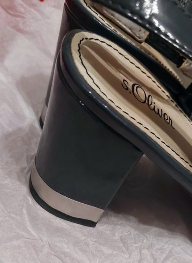 S Oliver Grey Patent Quirky Sling back Shoes