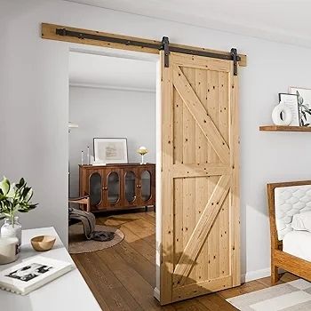 Sliding Barn Door Kit 6FT/183CM Black Heavy Duty Barn Door Sliding Hardware Track Kit for Single Wood Door 91.5CM Wide
