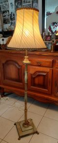 Antique Brass and Onyx Marble Floor Lamp circa 1940s working perfectly