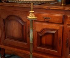 Antique Brass and Onyx Marble Floor Lamp circa 1940s working perfectly