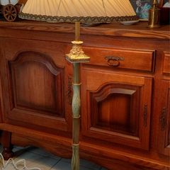 Antique Brass and Onyx Marble Floor Lamp circa 1940s working perfectly