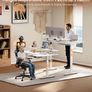 Standing Desk 140cm U Shaped Height Adjustable with Monitor Stand Electric Sit Rising Table Sockets Gaming Computer LED Light for Home Office Workstation White Image 8