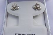 Vintage Sterling Silver 925 Claddagh Stud Earrings