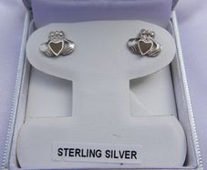 Vintage Sterling Silver 925 Claddagh Stud Earrings