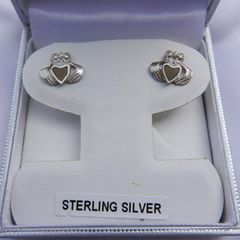 Vintage Sterling Silver 925 Claddagh Stud Earrings