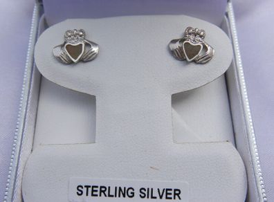 Vintage Sterling Silver 925 Claddagh Stud Earrings