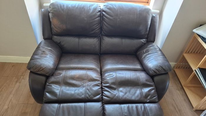 2 seater recliner brown leather