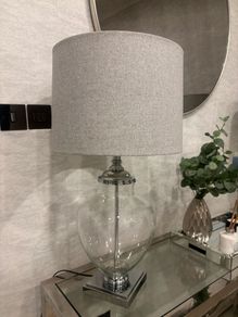 Glass and chrome table lamps (pair)
