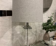 Glass and chrome table lamps (pair)
