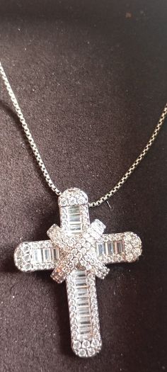sterling Silver cz cross on sterling silver chain