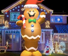5Ft Inflatable Gingerbread Man, Christmas Inflatables Outdoor Decorations with LED Lights, Blow Up Christmas Yard Decorations for Xmas Party and Holiday (FREE POSTAGE)