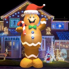 5Ft Inflatable Gingerbread Man, Christmas Inflatables Outdoor Decorations with LED Lights, Blow Up Christmas Yard Decorations for Xmas Party and Holiday (FREE POSTAGE)