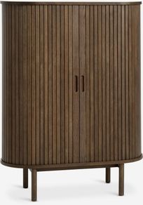 Cabinet 90 cm 3 shelves 2 tambour doors dark oak