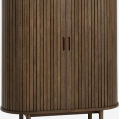 Cabinet 90 cm 3 shelves 2 tambour doors dark oak