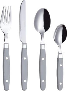 EXZACT 24 Piece Cutlery Set Stainless Steel Grey Rivet Handles - Brand New