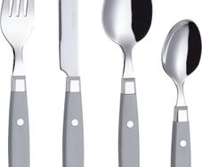 EXZACT 24 Piece Cutlery Set Stainless Steel Grey Rivet Handles - Brand New