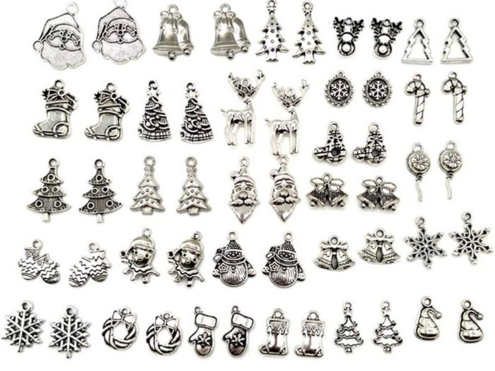 Christmas Tree Mixed Charm Silver Holiday Pendant DIY for Bracelet Necklace Jewelry Making Crafting 54pcs (FREE POSTAGE)