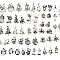 Christmas Tree Mixed Charm Silver Holiday Pendant DIY for Bracelet Necklace Jewelry Making Crafting 54pcs (FREE POSTAGE)