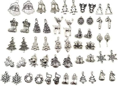 Christmas Tree Mixed Charm Silver Holiday Pendant DIY for Bracelet Necklace Jewelry Making Crafting 54pcs (FREE POSTAGE)