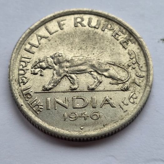 British India Half Rupee 1946 Silver Coin